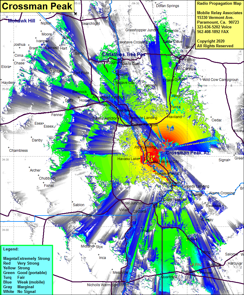 heat map radio coverage Crossman Peak
